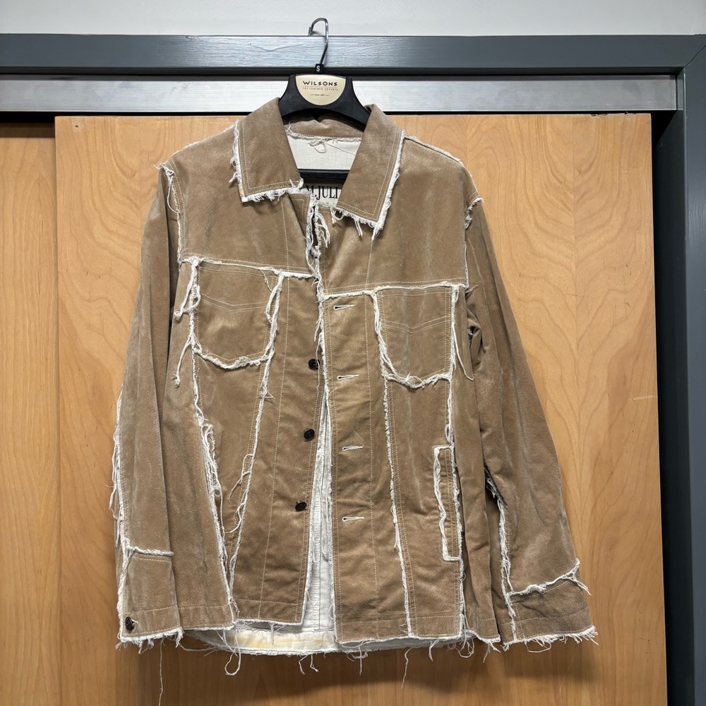 Wilsons M Julian Distressed Fringe Tan Suede Leather Jacket Men’s S Vintage